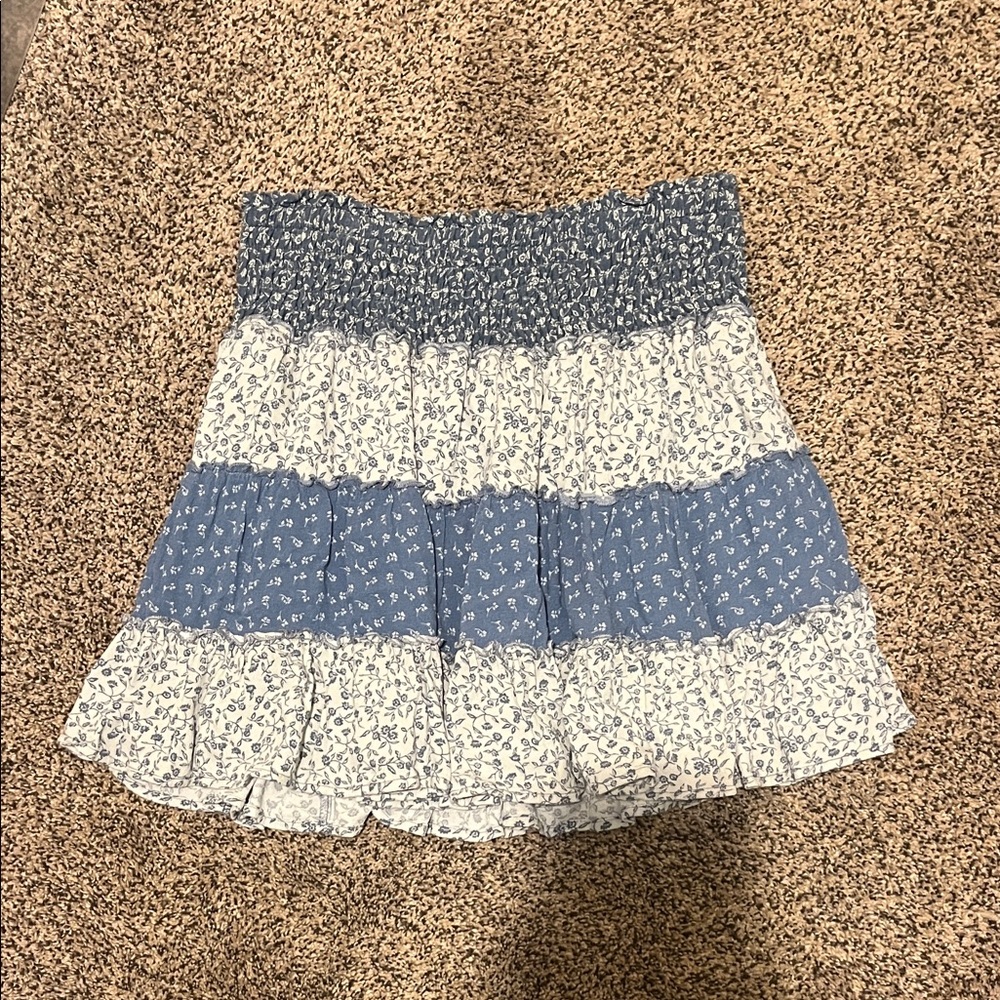 Blue and White Floral Skirt